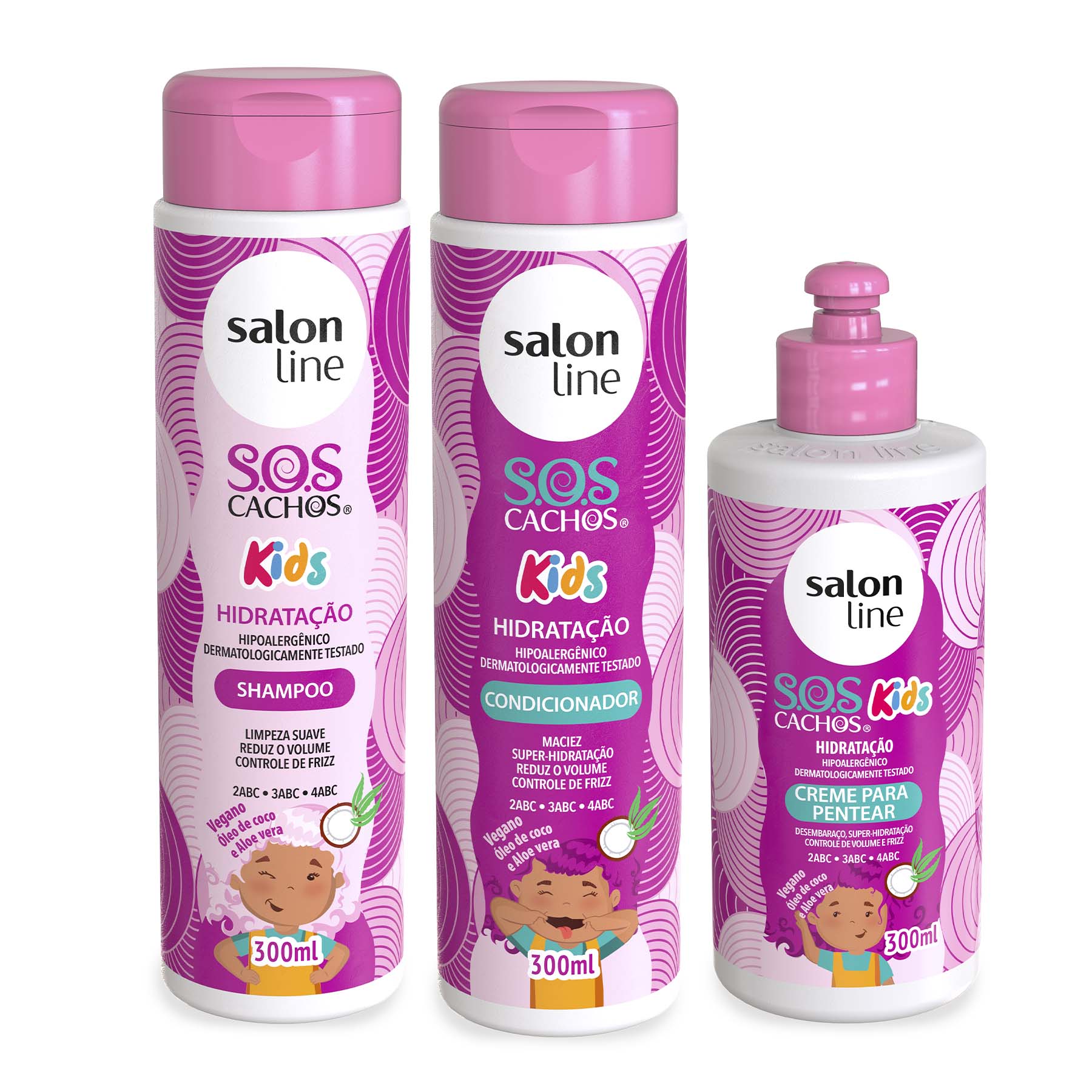 Kit Salon Line Cachos Infantil Shampoo Condicionador Creme