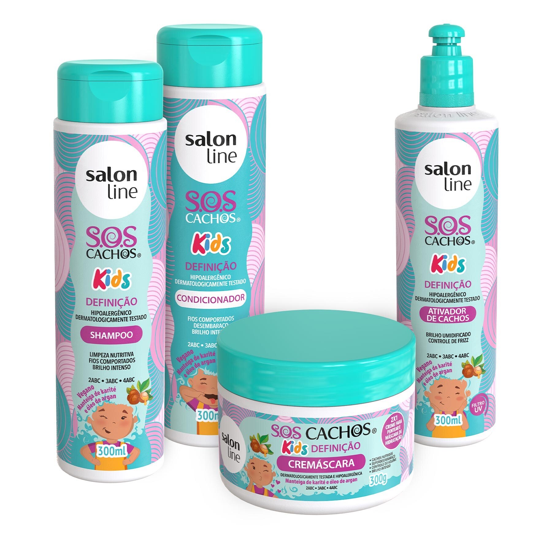 Kit Shampoo Condicionador E Finalizadores Sos Cachos Kids Definicao Salon Line