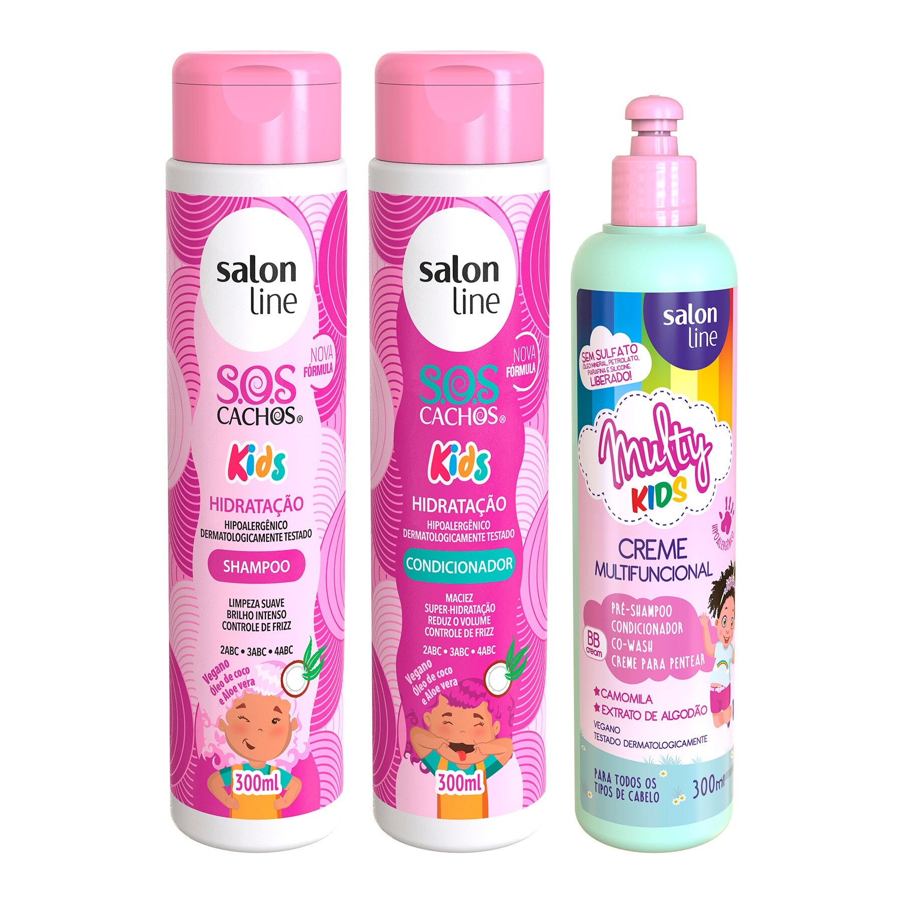 Kit Salon Line Cachos Infantil Shampoo Condicionador Creme